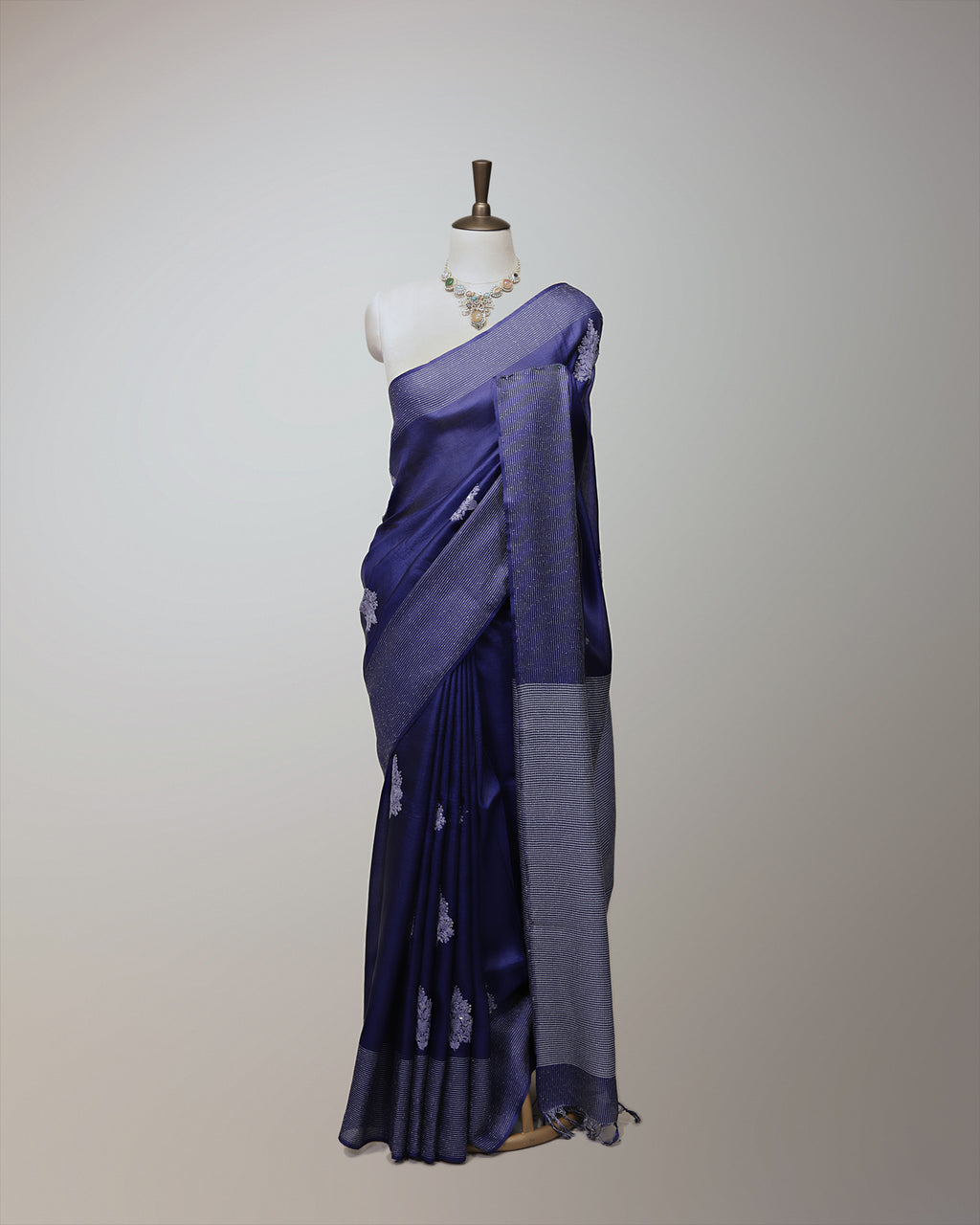 PRUSSIAN BLUE TUSSAR SILK SAREE