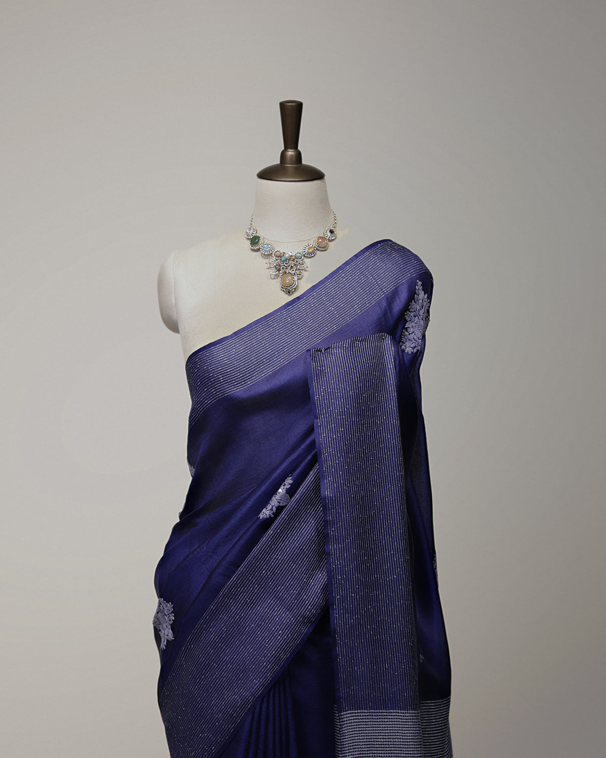 PRUSSIAN BLUE TUSSAR SILK SAREE