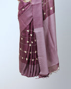 DARK MAHOGANY TUSSAR SILK SAREE