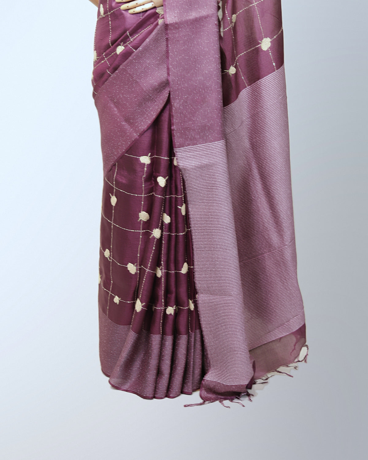 DARK MAHOGANY TUSSAR SILK SAREE