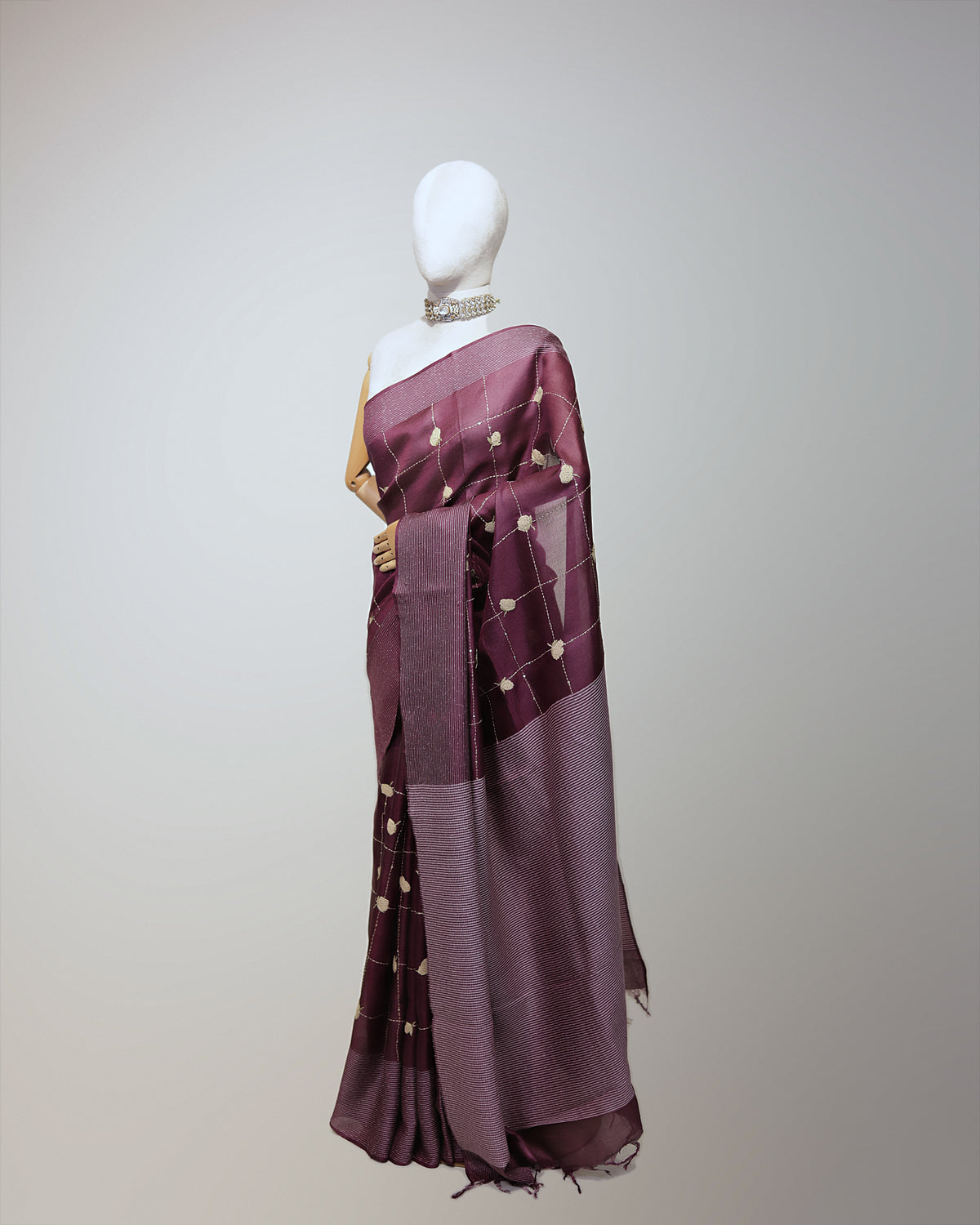 DARK MAHOGANY TUSSAR SILK SAREE