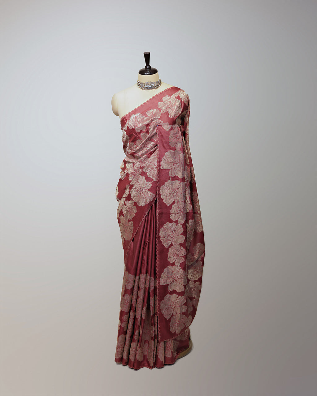 BRICK RED TUSSAR SILK SAREE