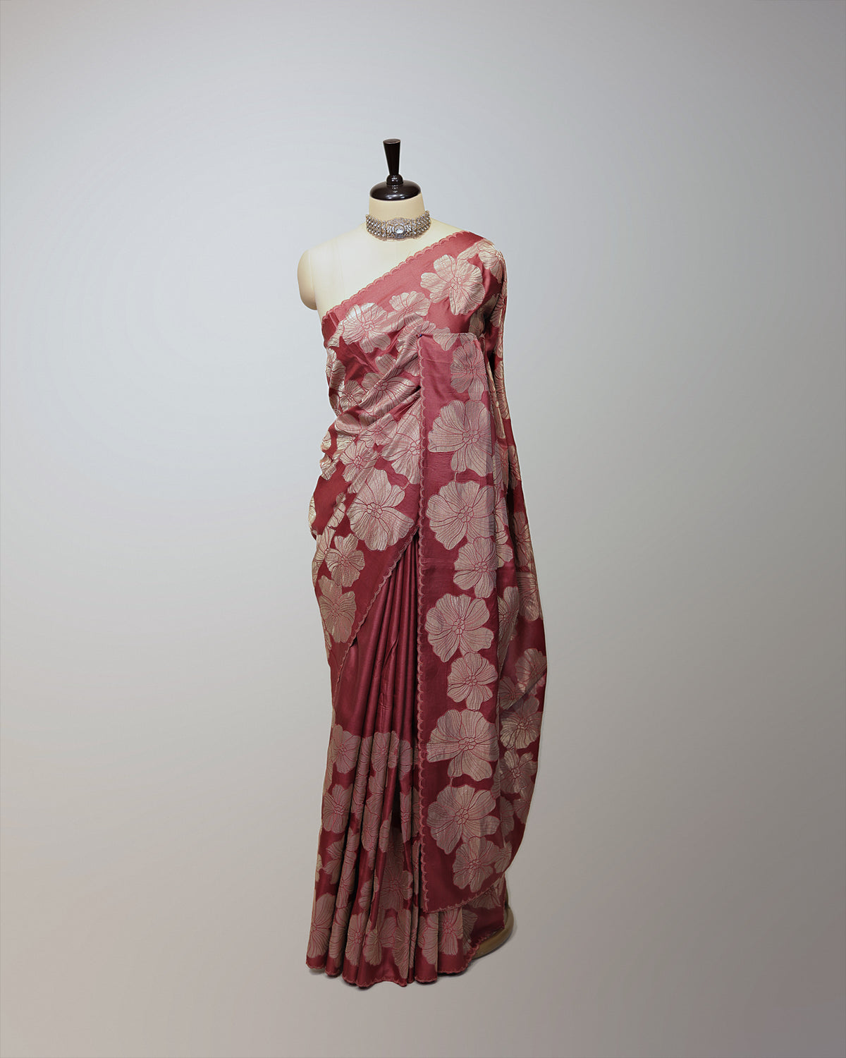 BRICK RED TUSSAR SILK SAREE
