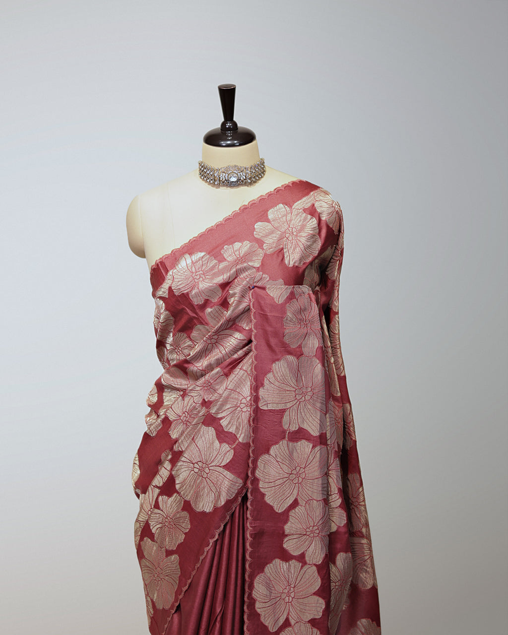 BRICK RED TUSSAR SILK SAREE