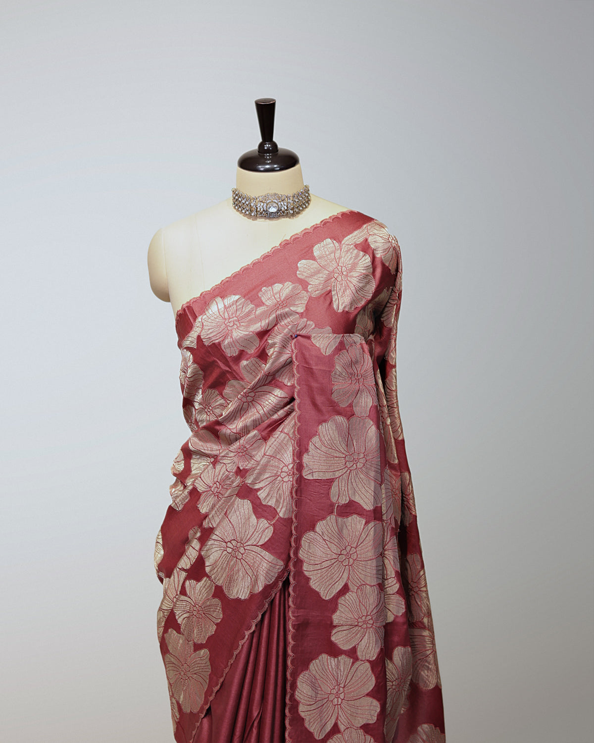 BRICK RED TUSSAR SILK SAREE