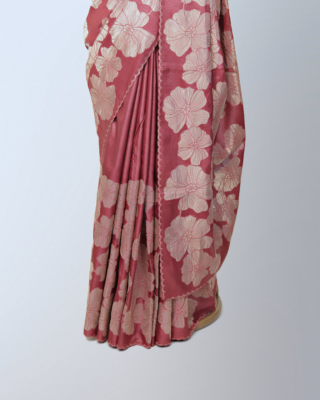 BRICK RED TUSSAR SILK SAREE