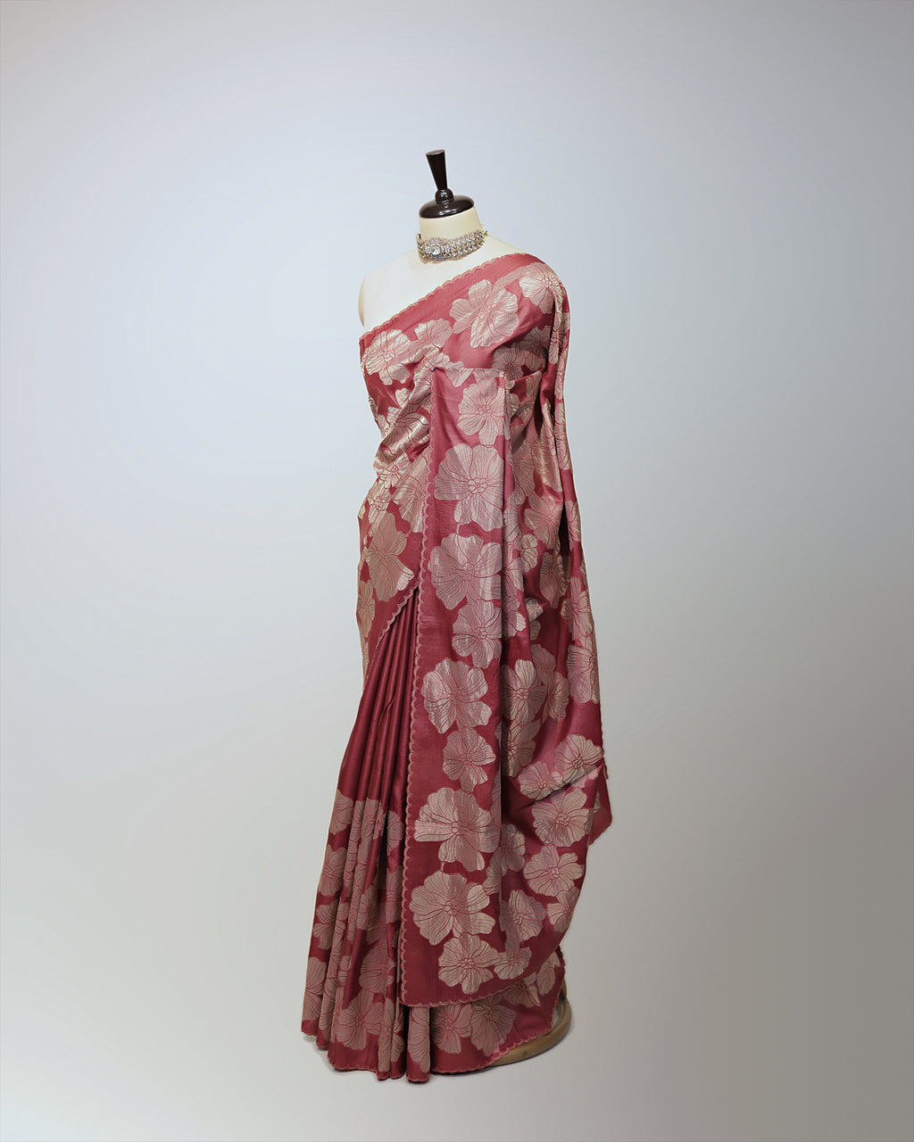 BRICK RED TUSSAR SILK SAREE