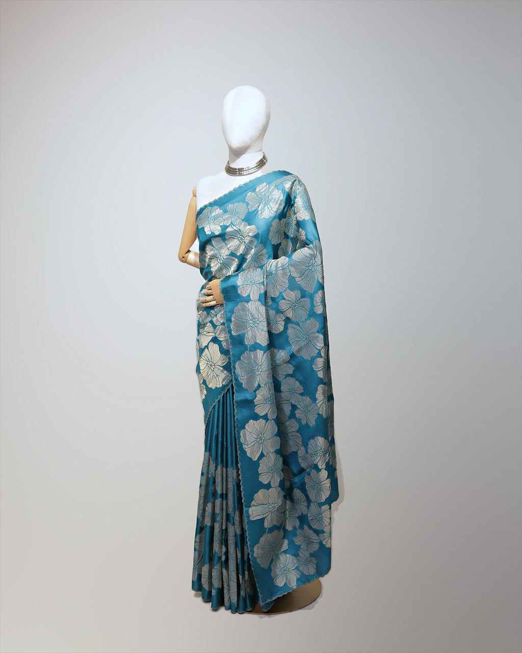 TEAL BLUE TUSSAR SILK SAREE