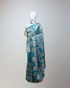 TEAL BLUE TUSSAR SILK SAREE