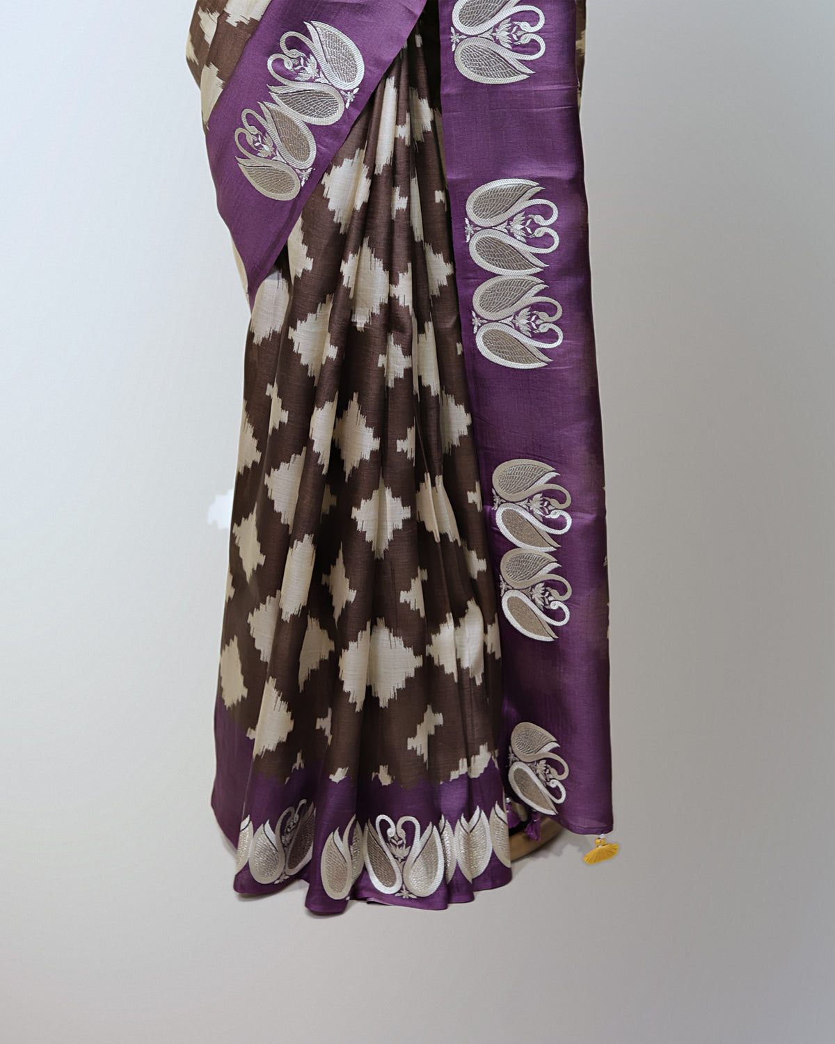 MOCHA BROWN TUSSAR SILK SAREE