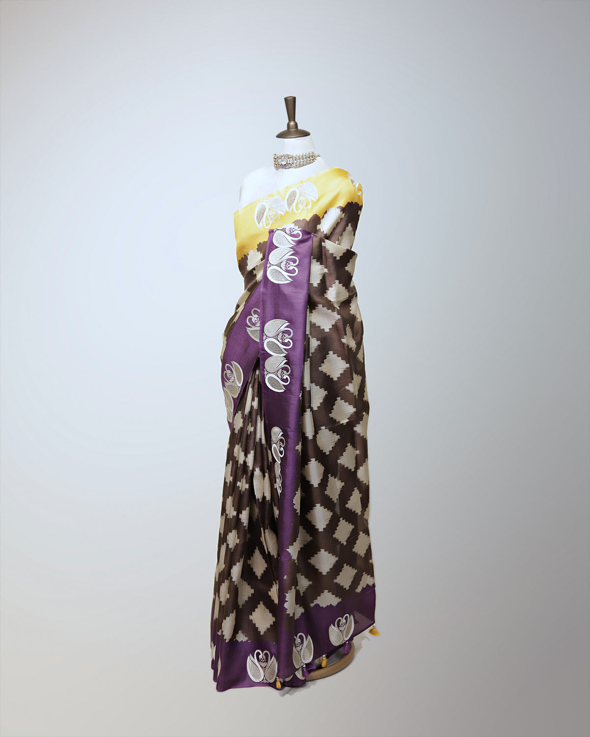 MOCHA BROWN TUSSAR SILK SAREE