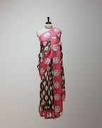 CHOCOLATE BROWN & FUCHSIA TUSSAR SILK SAREE