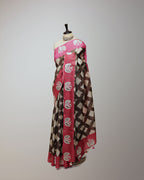 CHOCOLATE BROWN & FUCHSIA TUSSAR SILK SAREE