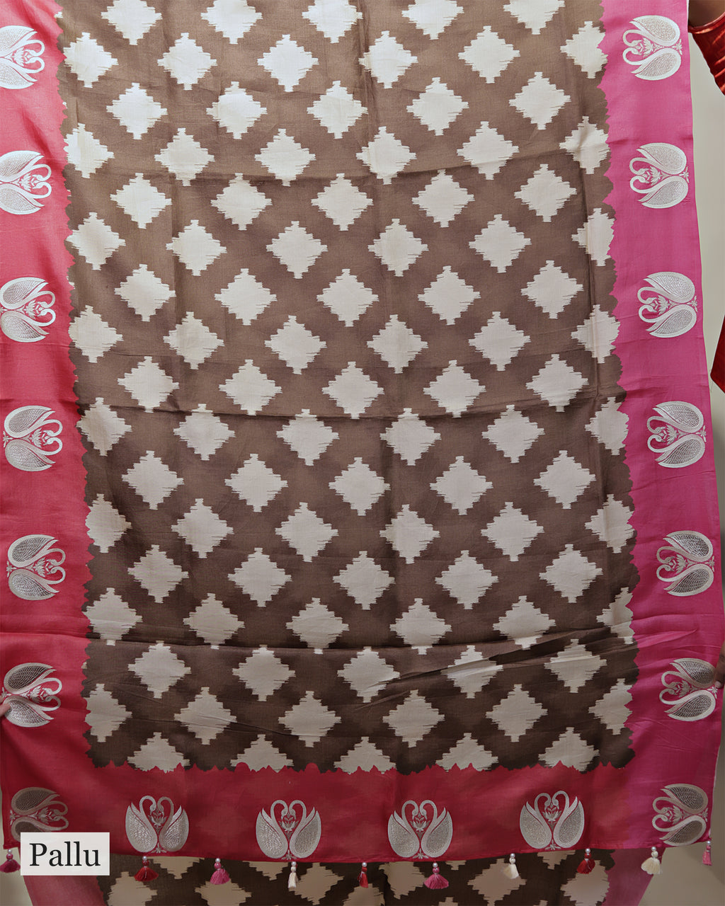 CHOCOLATE BROWN & FUCHSIA TUSSAR SILK SAREE