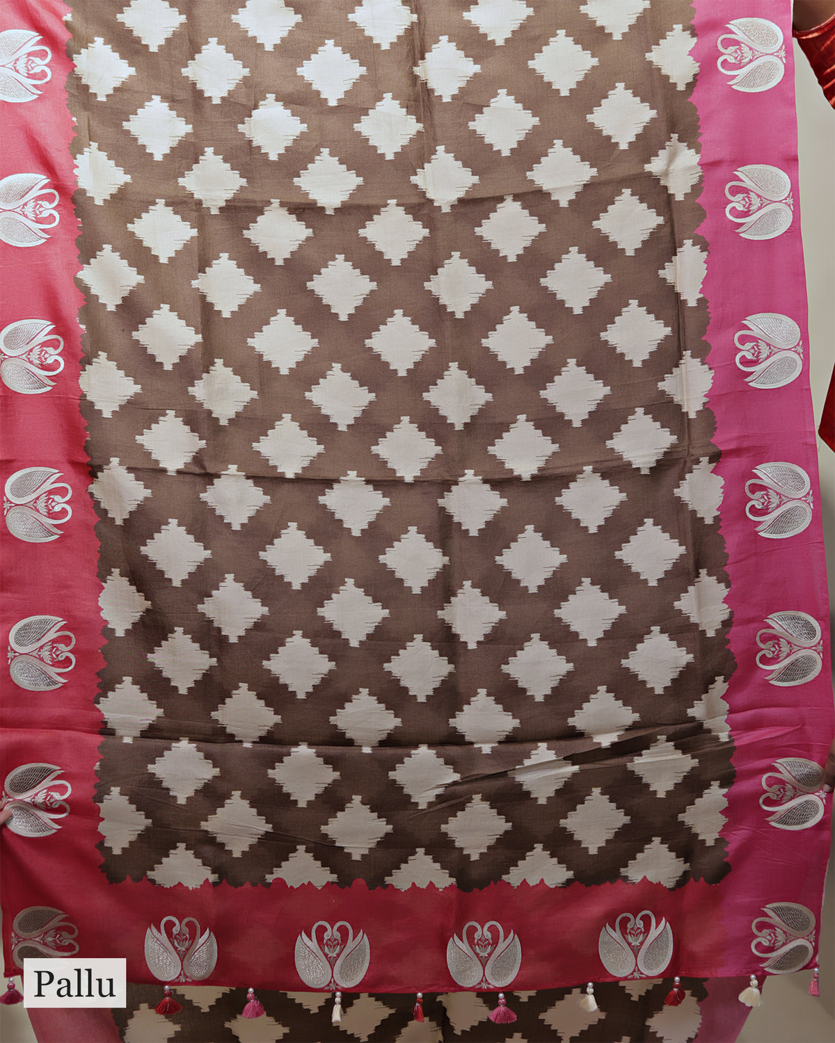 CHOCOLATE BROWN & FUCHSIA TUSSAR SILK SAREE