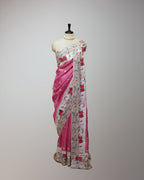 ROSE PINK TUSSAR SILK SAREE