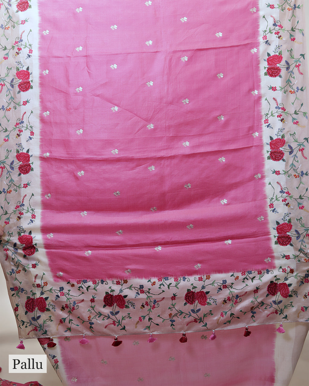 ROSE PINK TUSSAR SILK SAREE