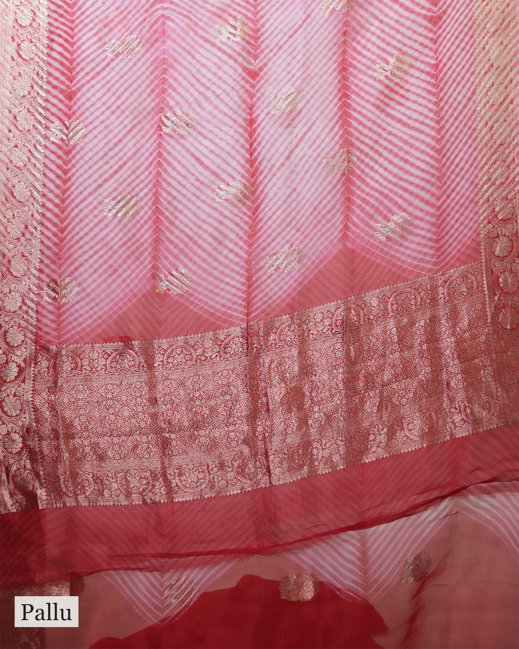 CRIMSON RED LEHERIYA ORGANZA SAREE