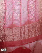 CRIMSON RED LEHERIYA ORGANZA SAREE