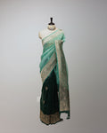 FOREST GREEN LEHERIYA ORGANZA SAREE