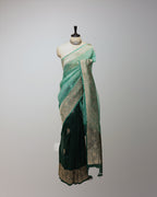 FOREST GREEN LEHERIYA ORGANZA SAREE