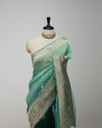 FOREST GREEN LEHERIYA ORGANZA SAREE