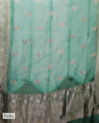 FOREST GREEN LEHERIYA ORGANZA SAREE
