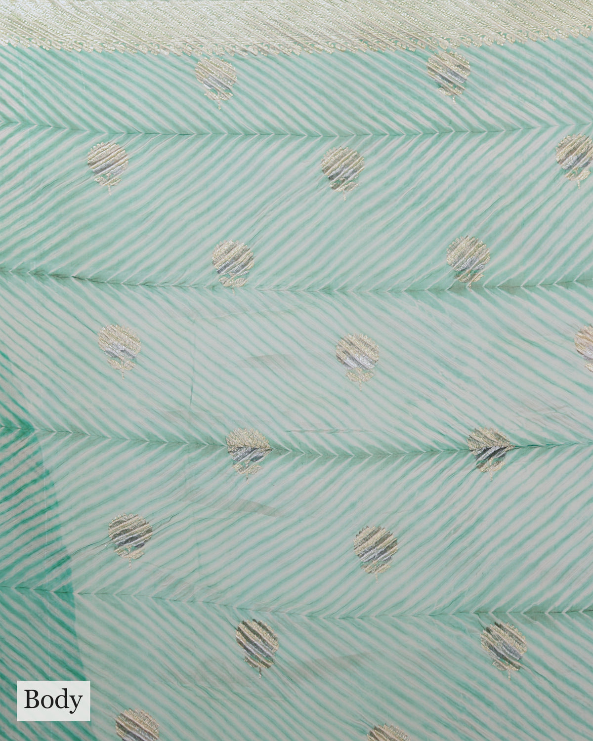 FOREST GREEN LEHERIYA ORGANZA SAREE