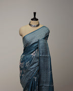 SLATE BLUE TUSSAR SILK SAREE
