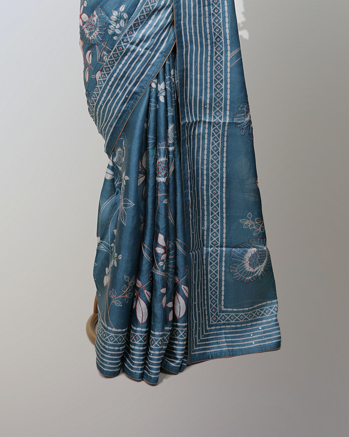 SLATE BLUE TUSSAR SILK SAREE