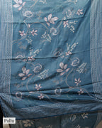 SLATE BLUE TUSSAR SILK SAREE