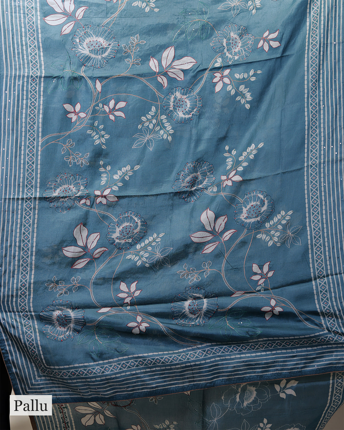 SLATE BLUE TUSSAR SILK SAREE