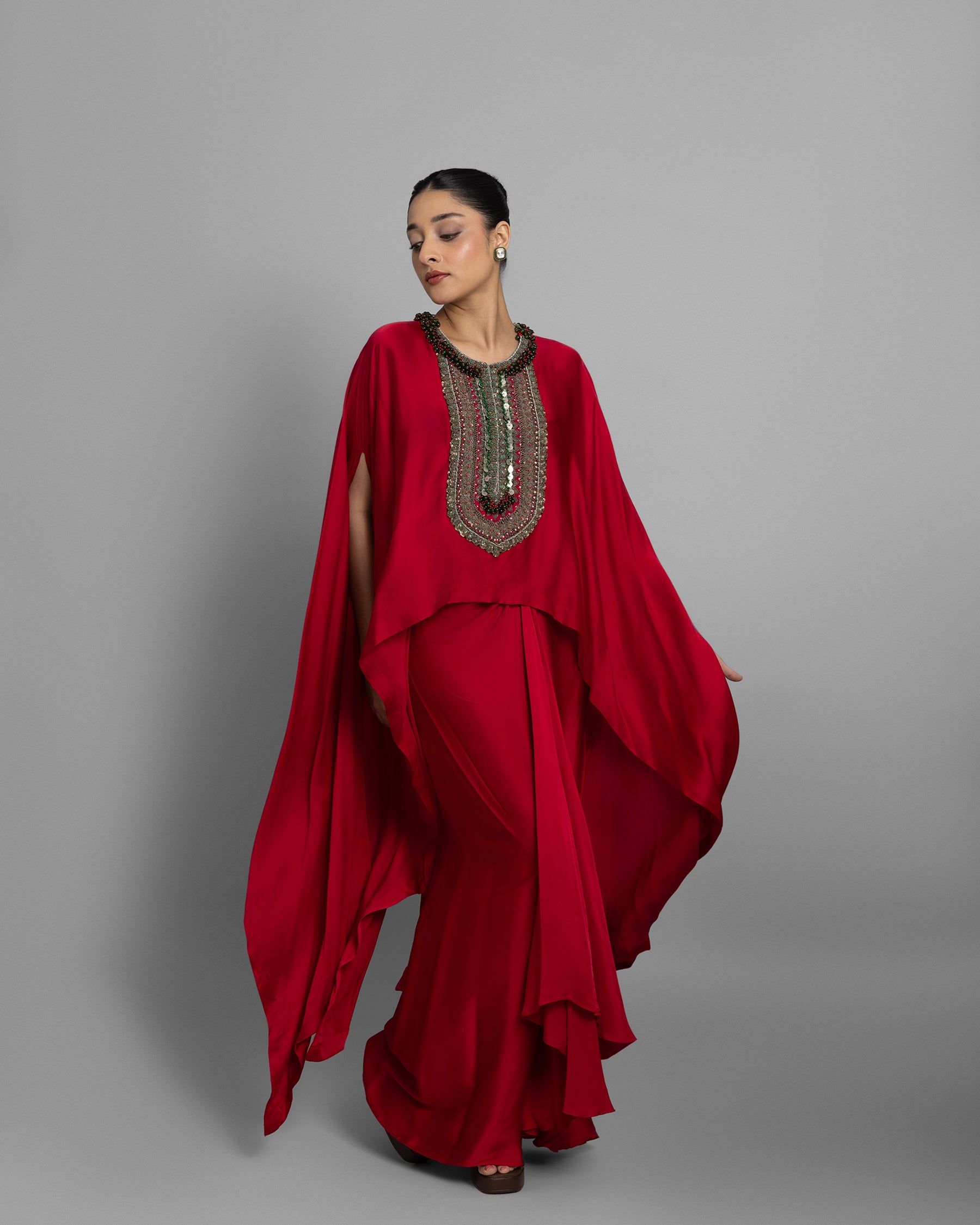 ANTIQUE ZARDOZI HIGH-LOW KAFTAN SET