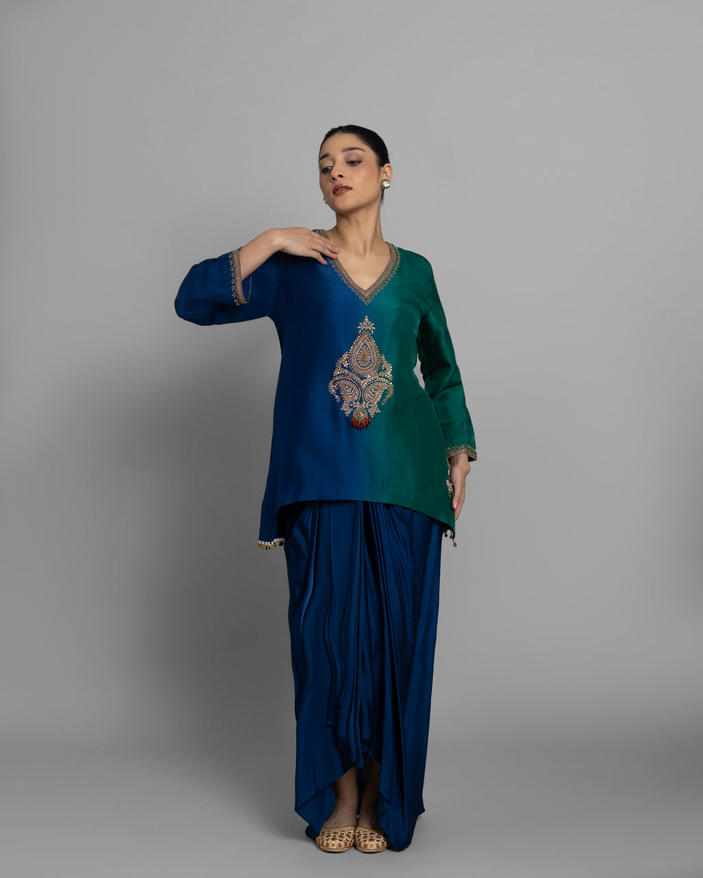 PEACOCK GREEN & BLUE OMBRE SET