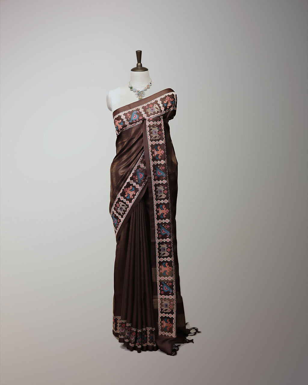 CHESTNUT BROWN TUSSAR SILK SAREE