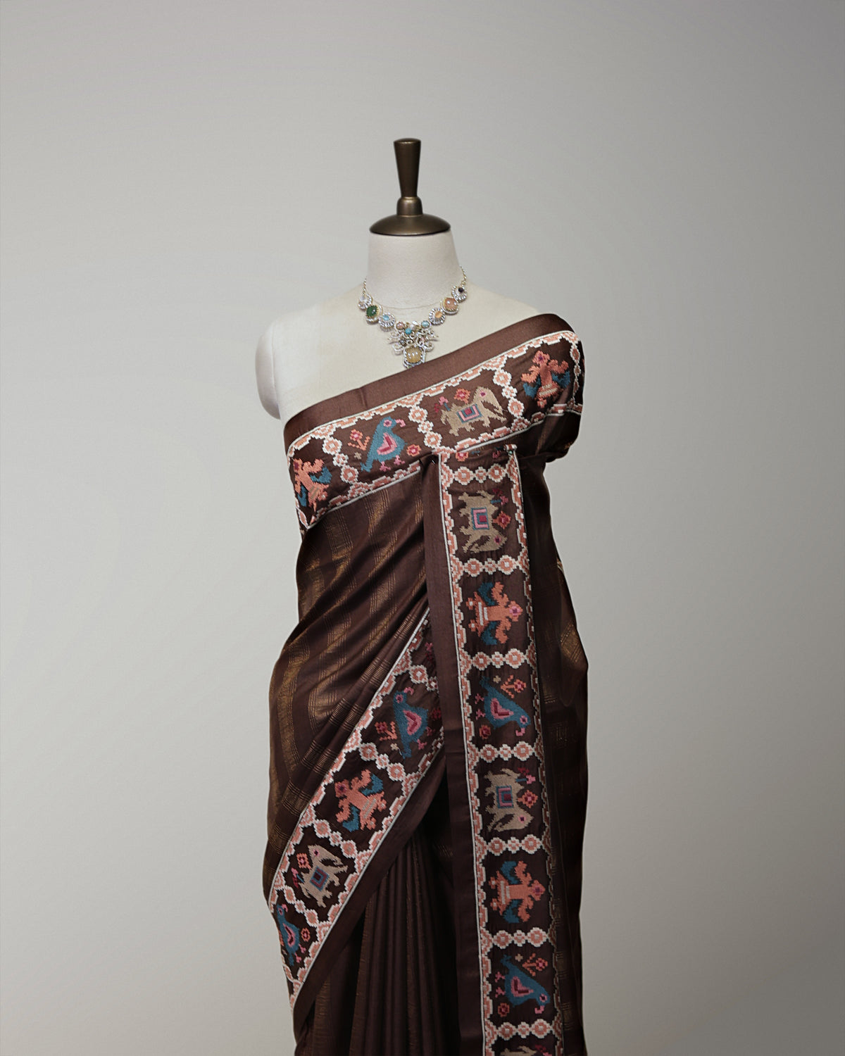 CHESTNUT BROWN TUSSAR SILK SAREE