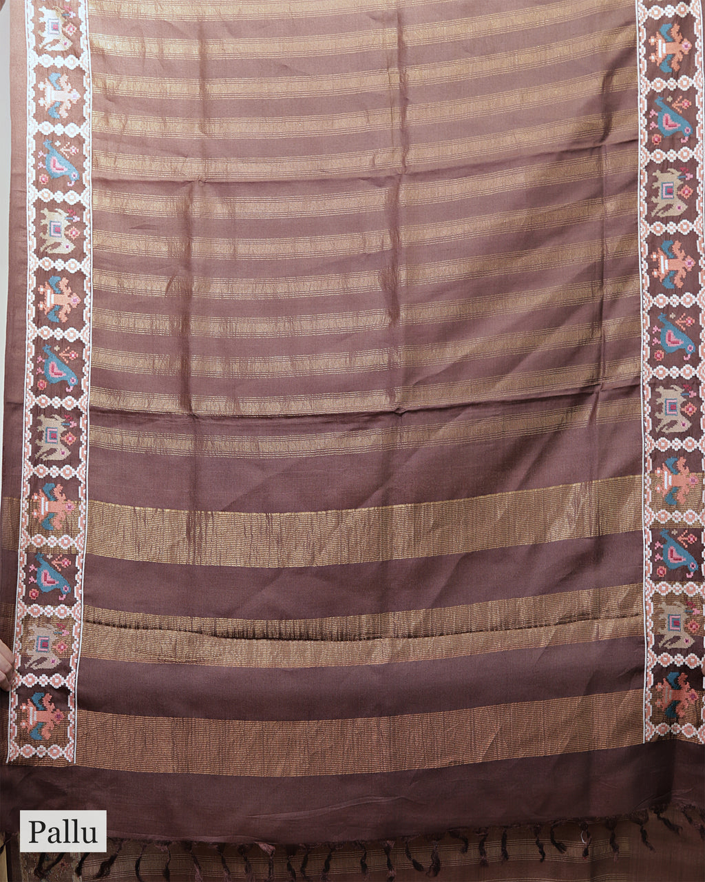 CHESTNUT BROWN TUSSAR SILK SAREE