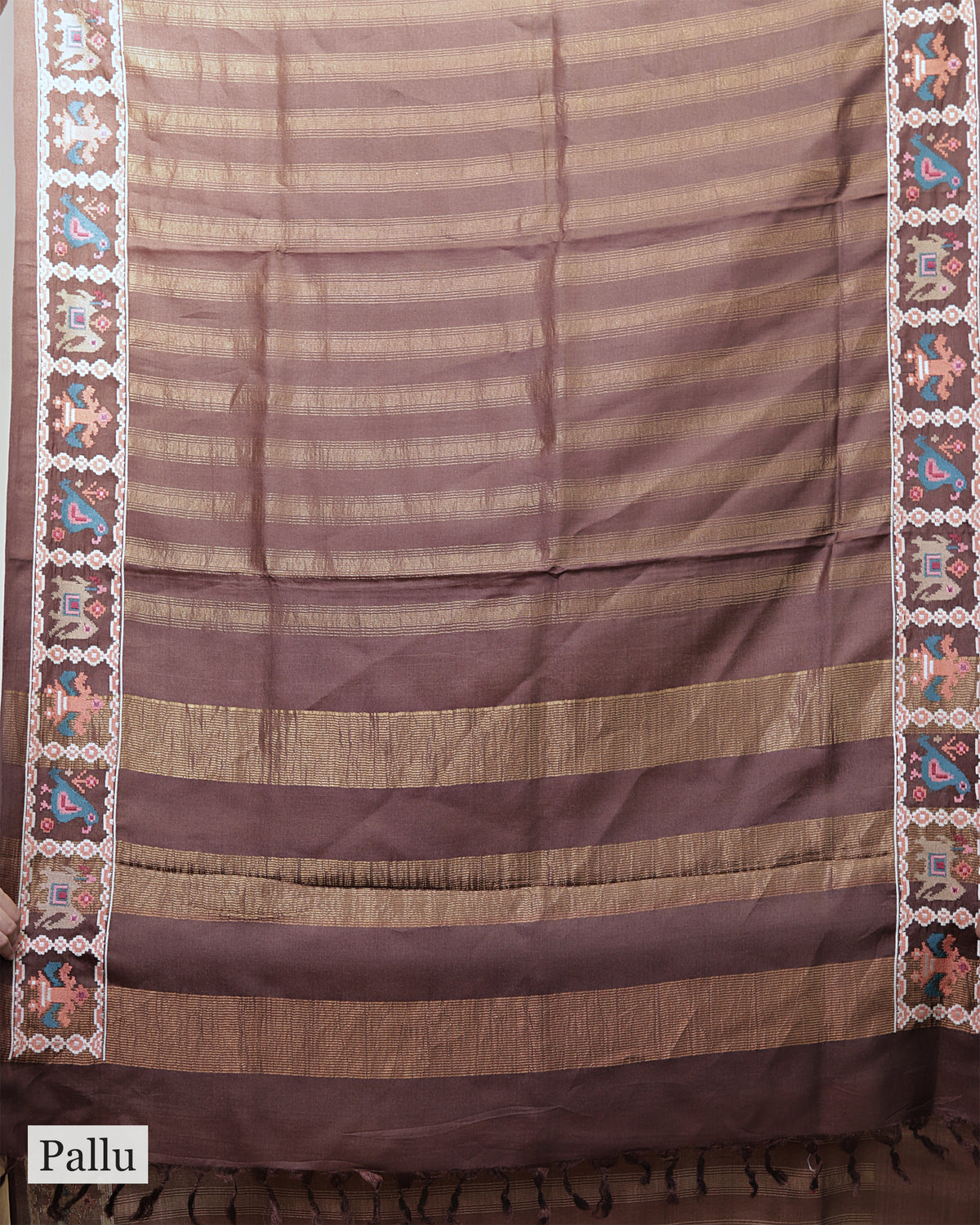 CHESTNUT BROWN TUSSAR SILK SAREE