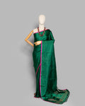 BOTTLE GREEN MASHRU SILK SAREE WITH CONTRAST BORDER
