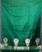 BOTTLE GREEN MASHRU SILK SAREE WITH CONTRAST BORDER
