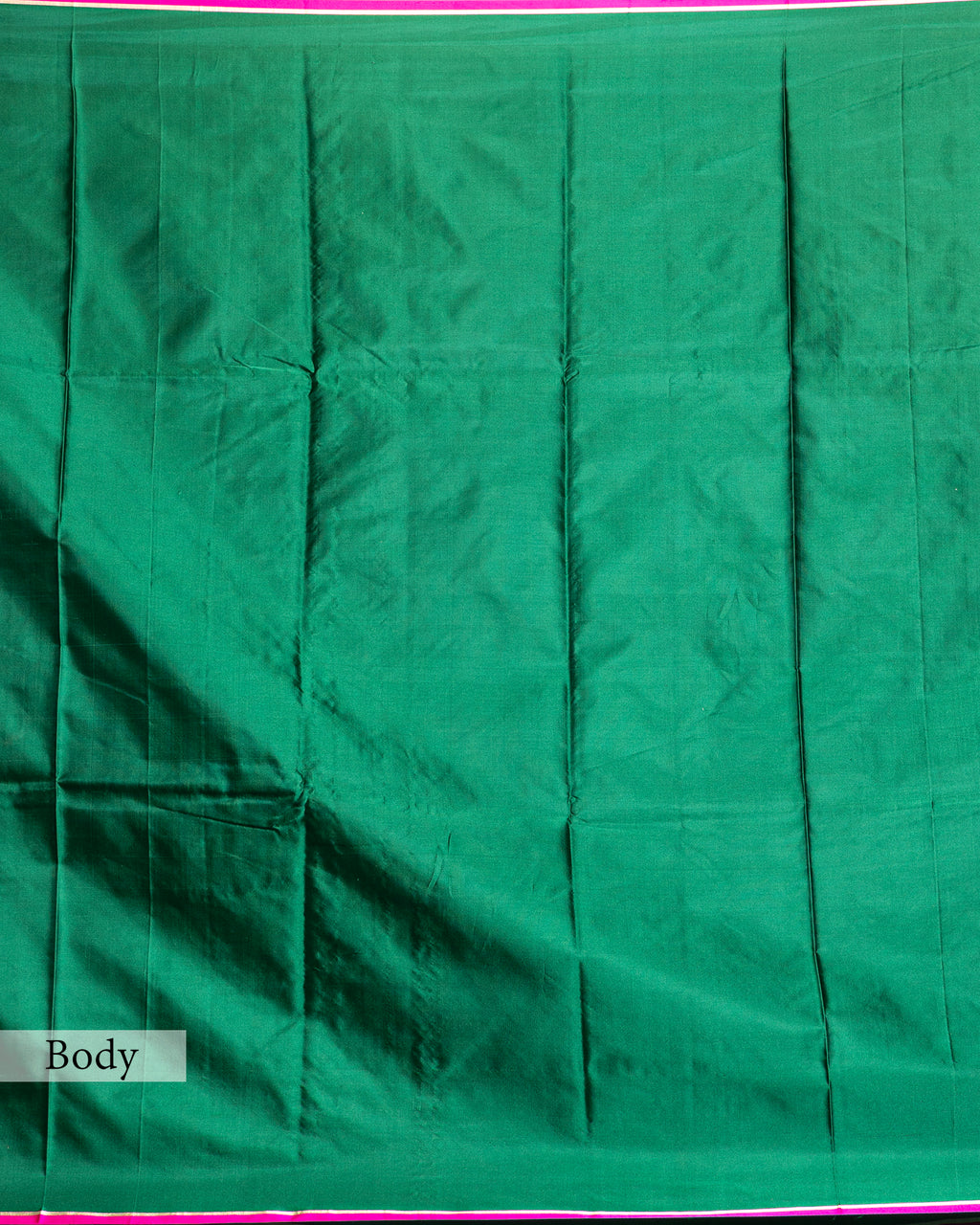 BOTTLE GREEN MASHRU SILK SAREE WITH CONTRAST BORDER