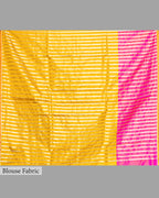 MUSTARD & PINK MASHRU SILK SAREE WITH CONTRAST BORDER