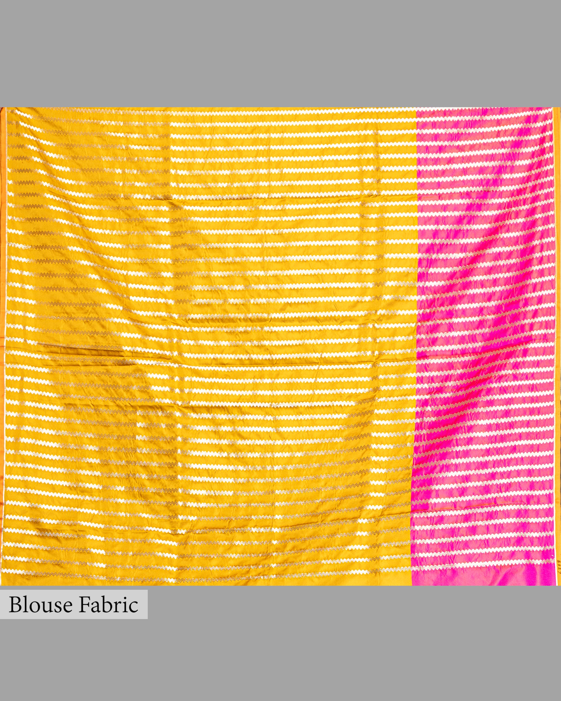MUSTARD & PINK MASHRU SILK SAREE WITH CONTRAST BORDER