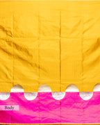 MUSTARD & PINK MASHRU SILK SAREE WITH CONTRAST BORDER