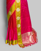 MASHRU SILK SAREE WITH CONTRAST BANARASI BORDER
