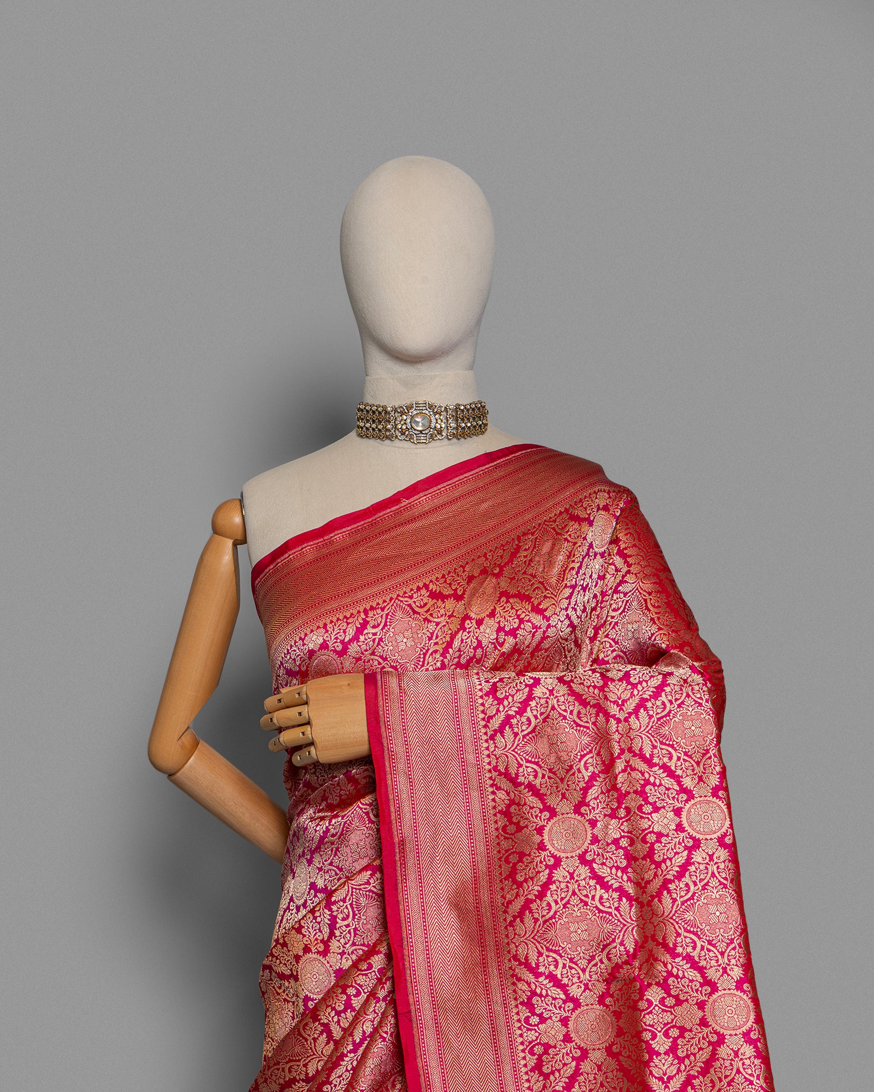 ROSE ZARI WOVEN BANARASI SILK SAREE