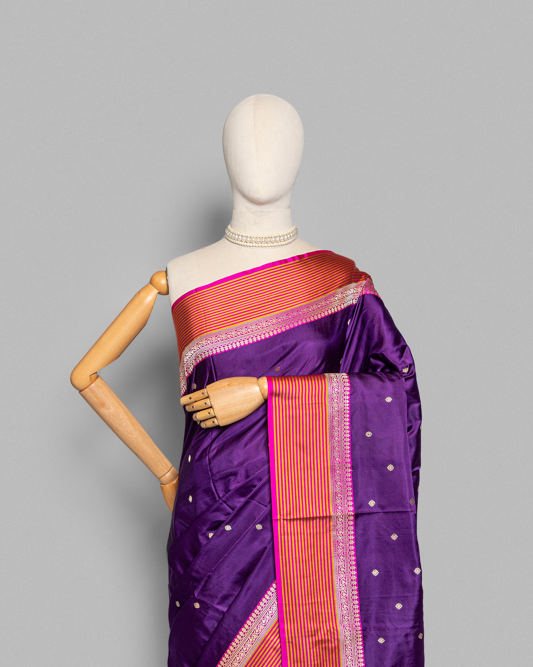 PURPLE MASHRU SILK SAREE WITH BANARASI BUTTI