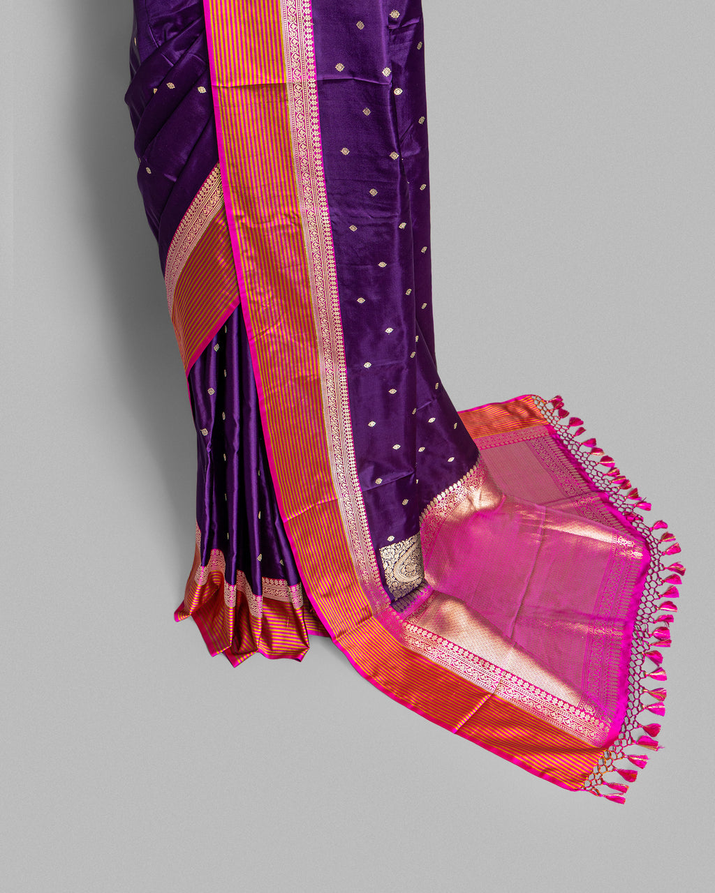 PURPLE MASHRU SILK SAREE WITH BANARASI BUTTI