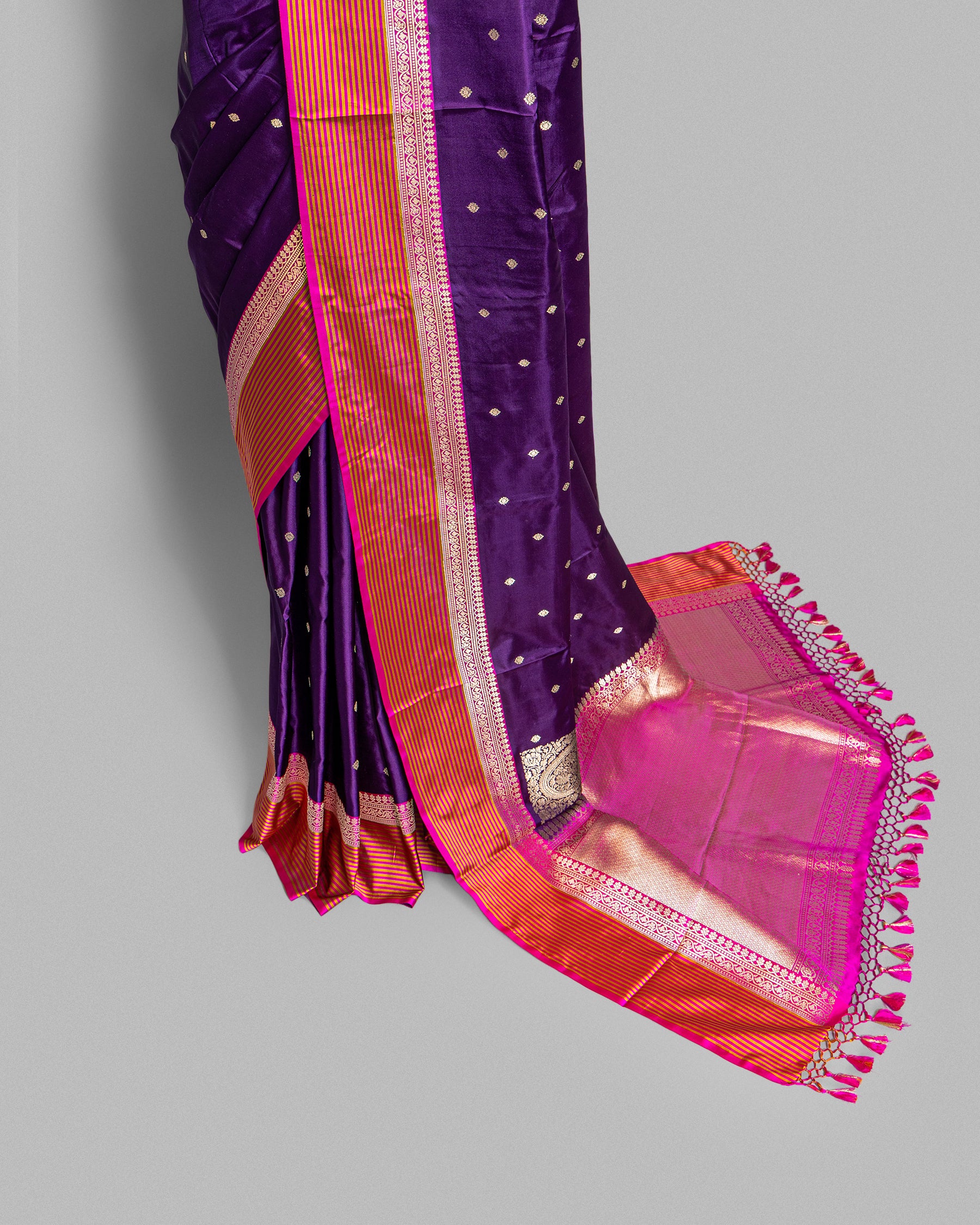 PURPLE MASHRU SILK SAREE WITH BANARASI BUTTI