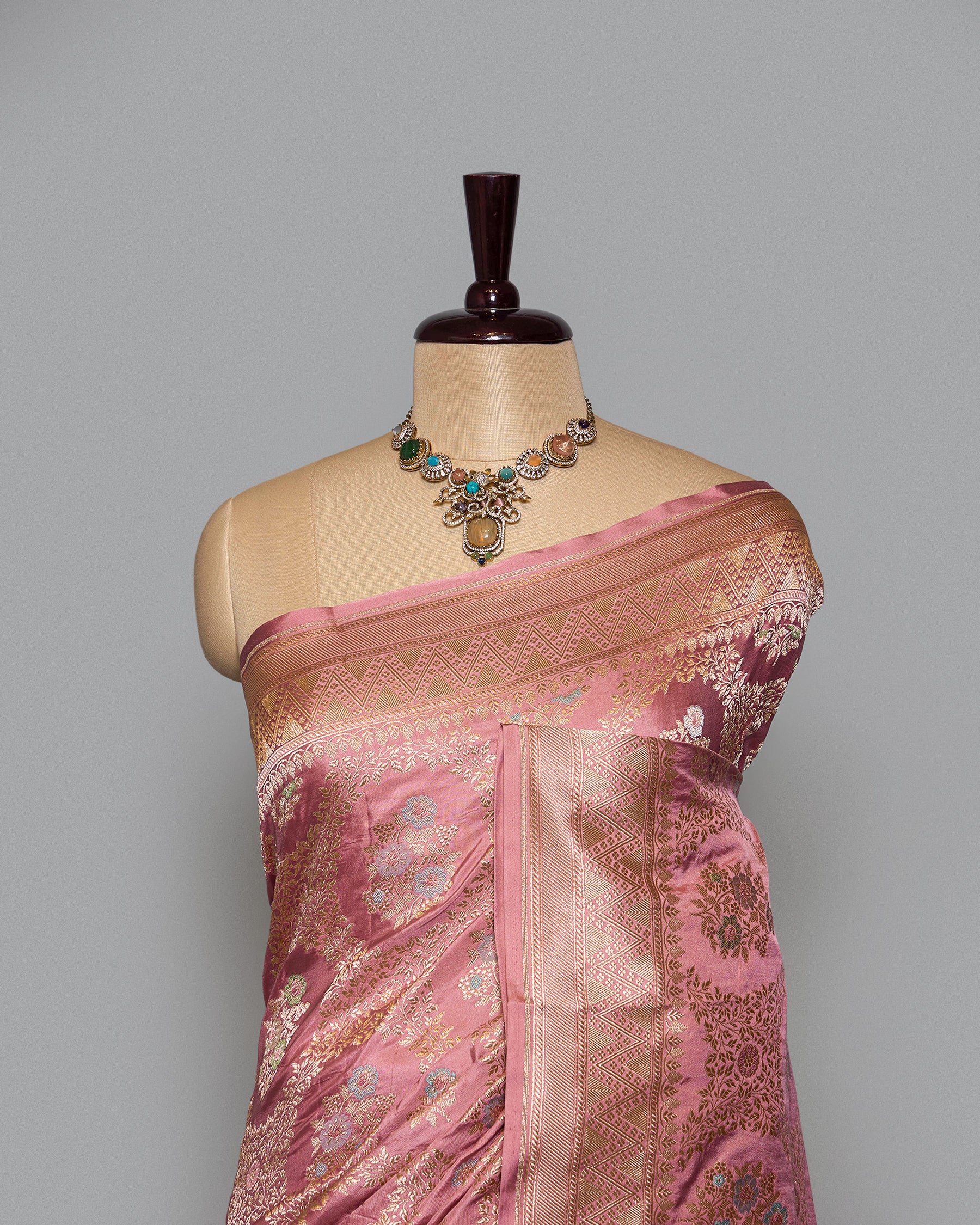 BLUSH PINK TINCHOI MEENAKARI BANARASI SILK SAREE